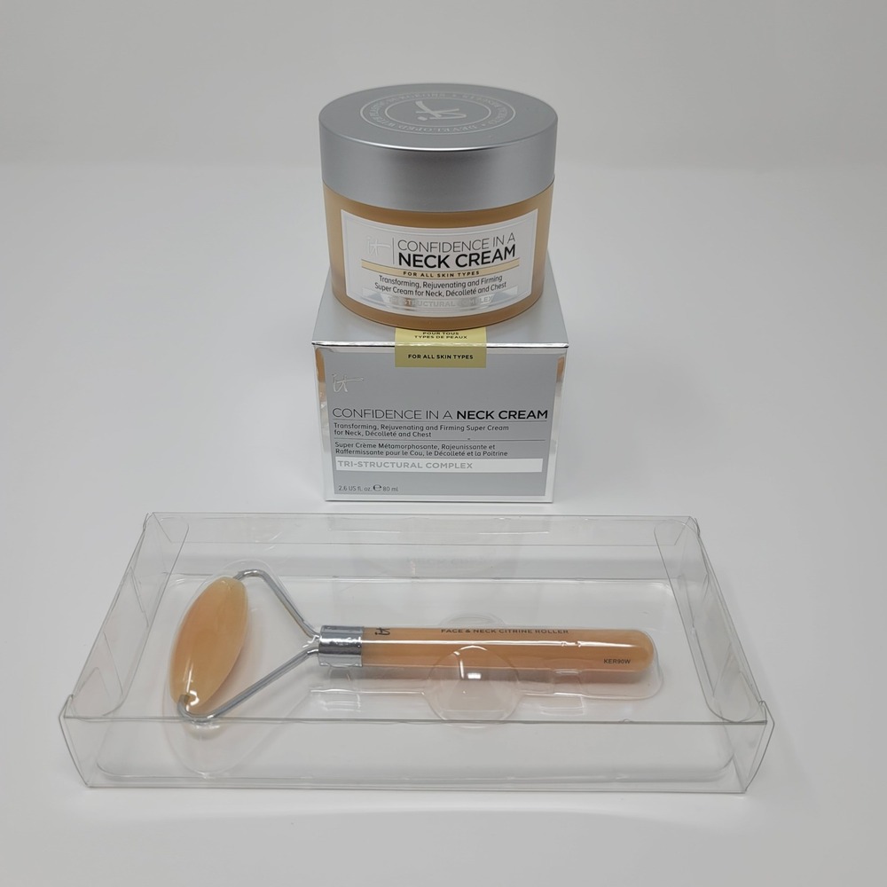IT Cosmetics Confidence in a Neck Cream 2.6 oz Heavenly Luxe Citrine Roller Set